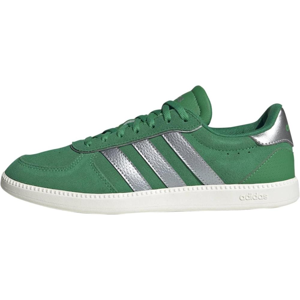 image:imageadidas Womens Breaknet Sleek SneakersGreenSilver MetallicWhite
