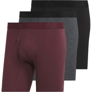 adidas Men’s Luxe Underwear (3-Pack) Boxer Briefs or Trunks, Premium Ultra Soft Comfort(Aurora Ruby Red/Heather Black/Black/Boxer Brief)