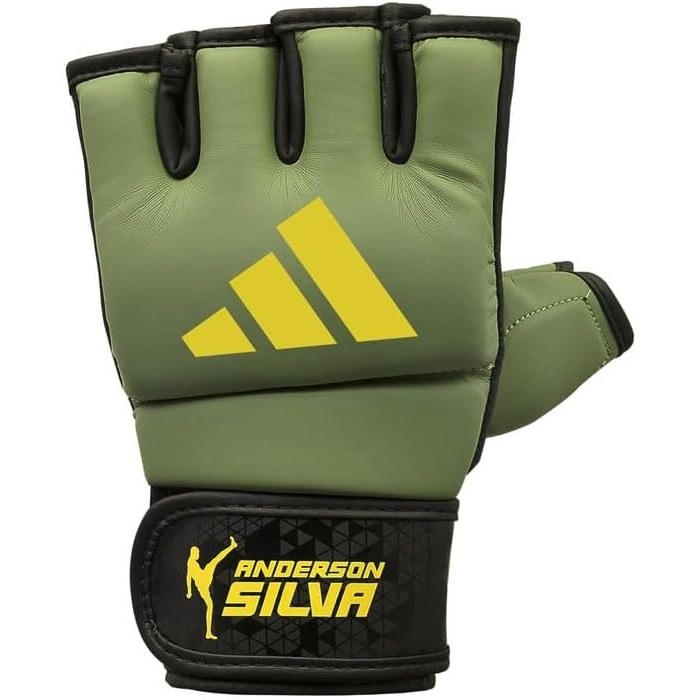 image:imageAdidas x Anderson Silva Everyday Use Training and Grappling Gloves MMA Fight Style PU Outer Shell Tested and Designed by the LegendOrbit GreenBlackYellow