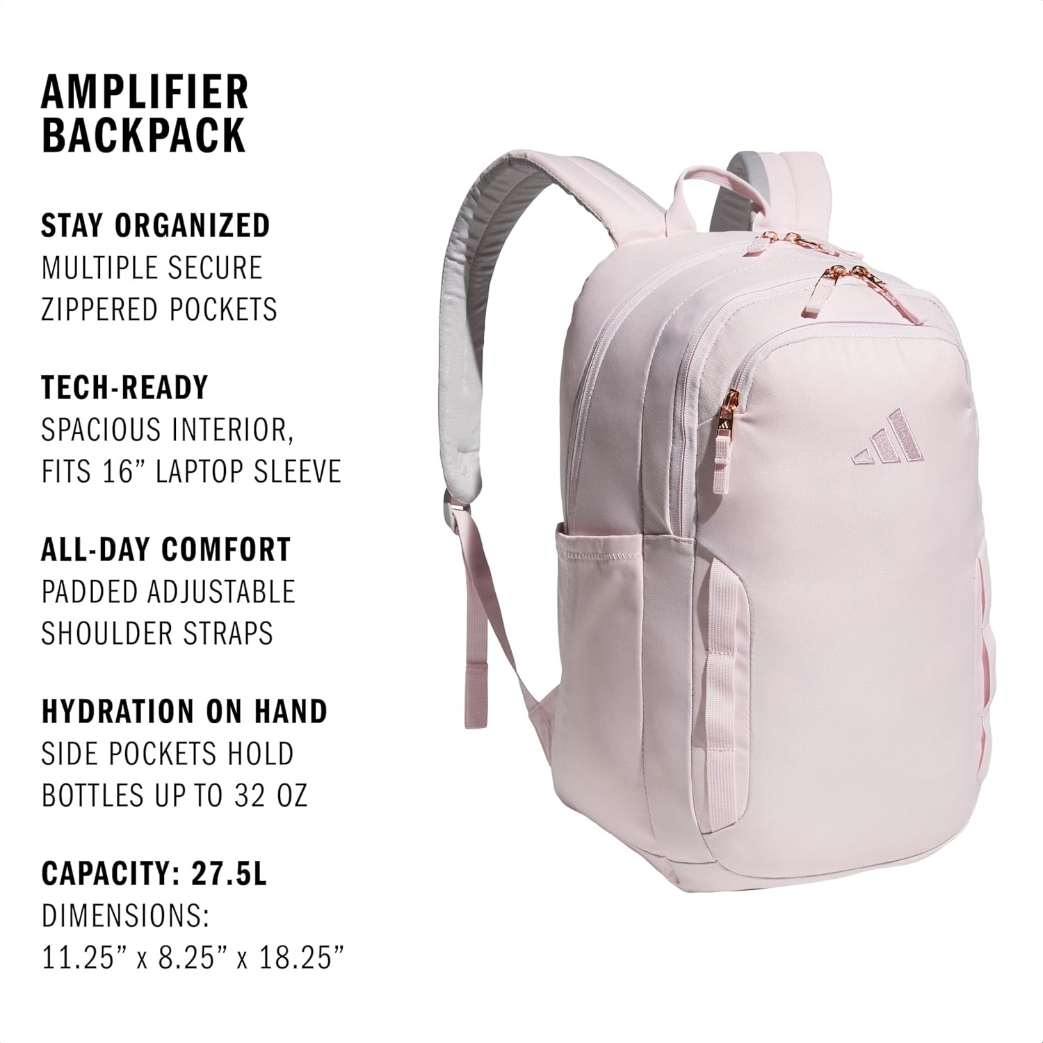 image:imageadidas Amplifier Backpack for Laptop School and Gym 28LDistilled PinkDual Lilac PurpleRegular