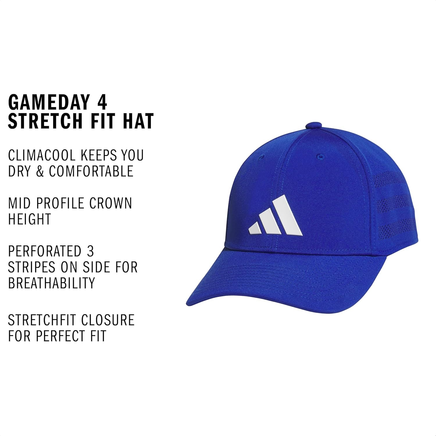image:imageadidas Gameday Structured Stretch Fit Hat 40Team Royal BlueWhite4