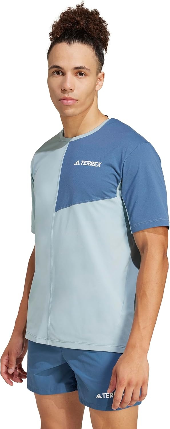 image:imageadidas Mens Terrex Multi Climacool Crew Neck Short Sleeve Athletic Casual Tops Casual BlueMagic Grey
