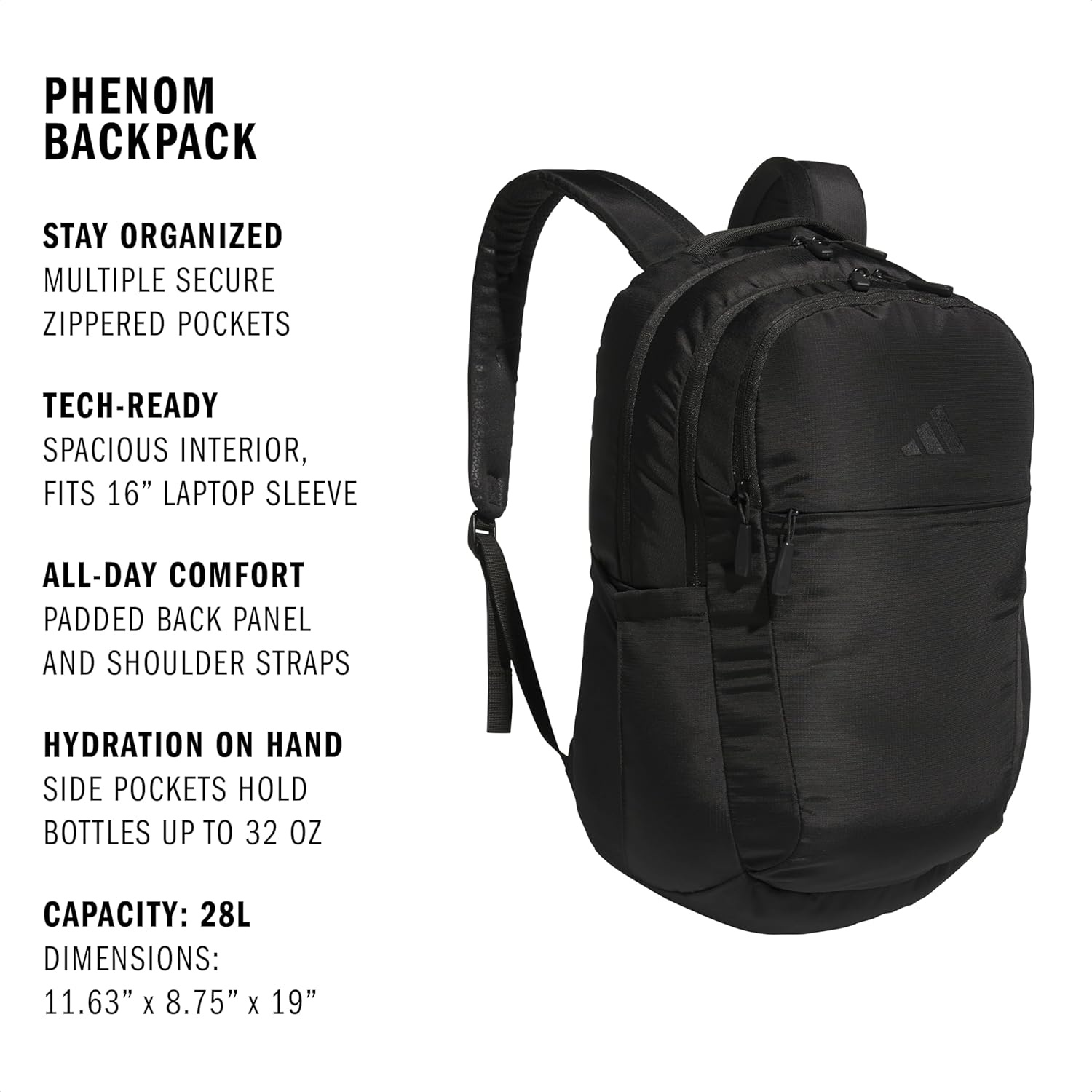 image:imageadidas PHNM Backpack for Laptop School and Travel 28LBlack