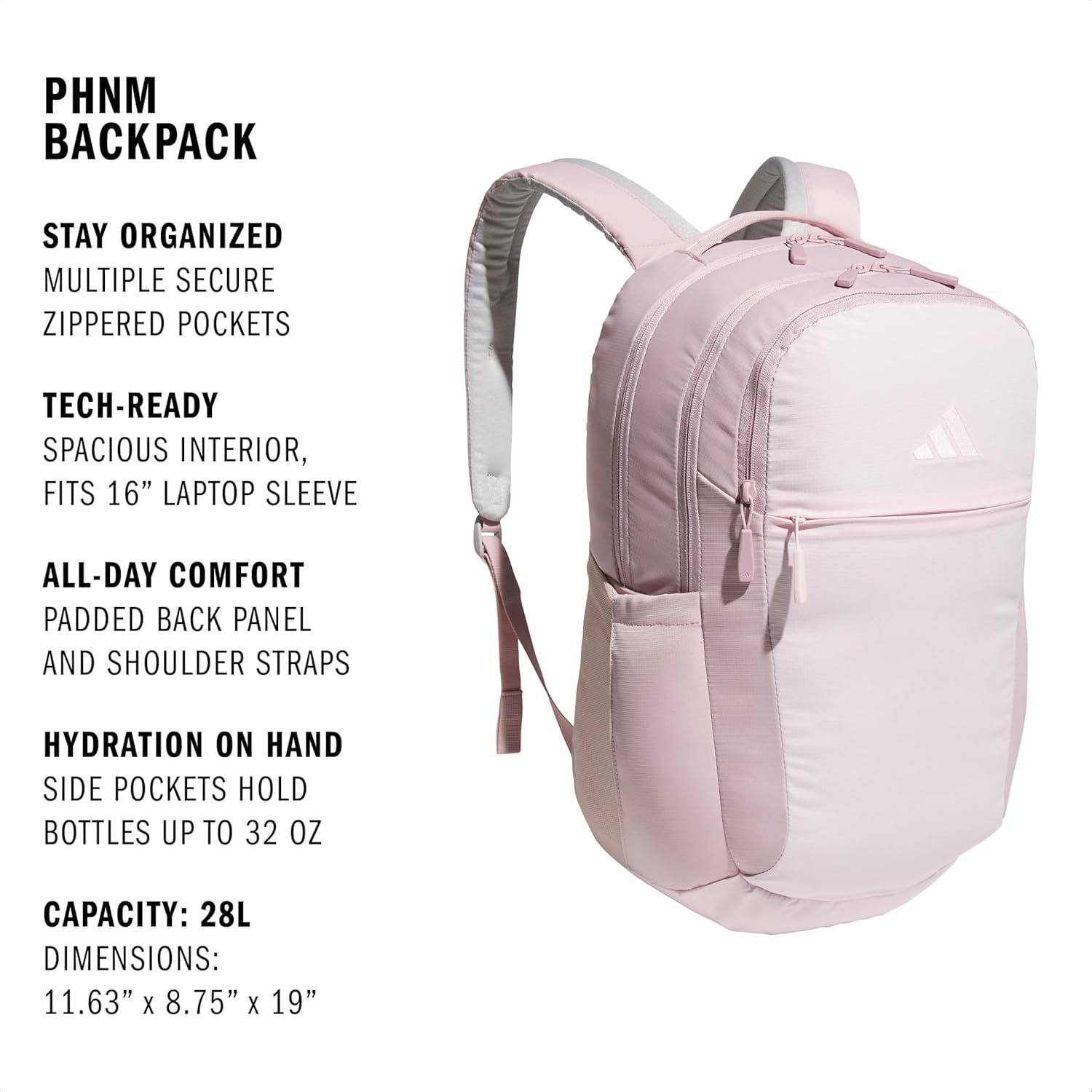 image:imageadidas PHNM Backpack for Laptop School and Travel 28LDual Lilac PurpleDistilled Pink