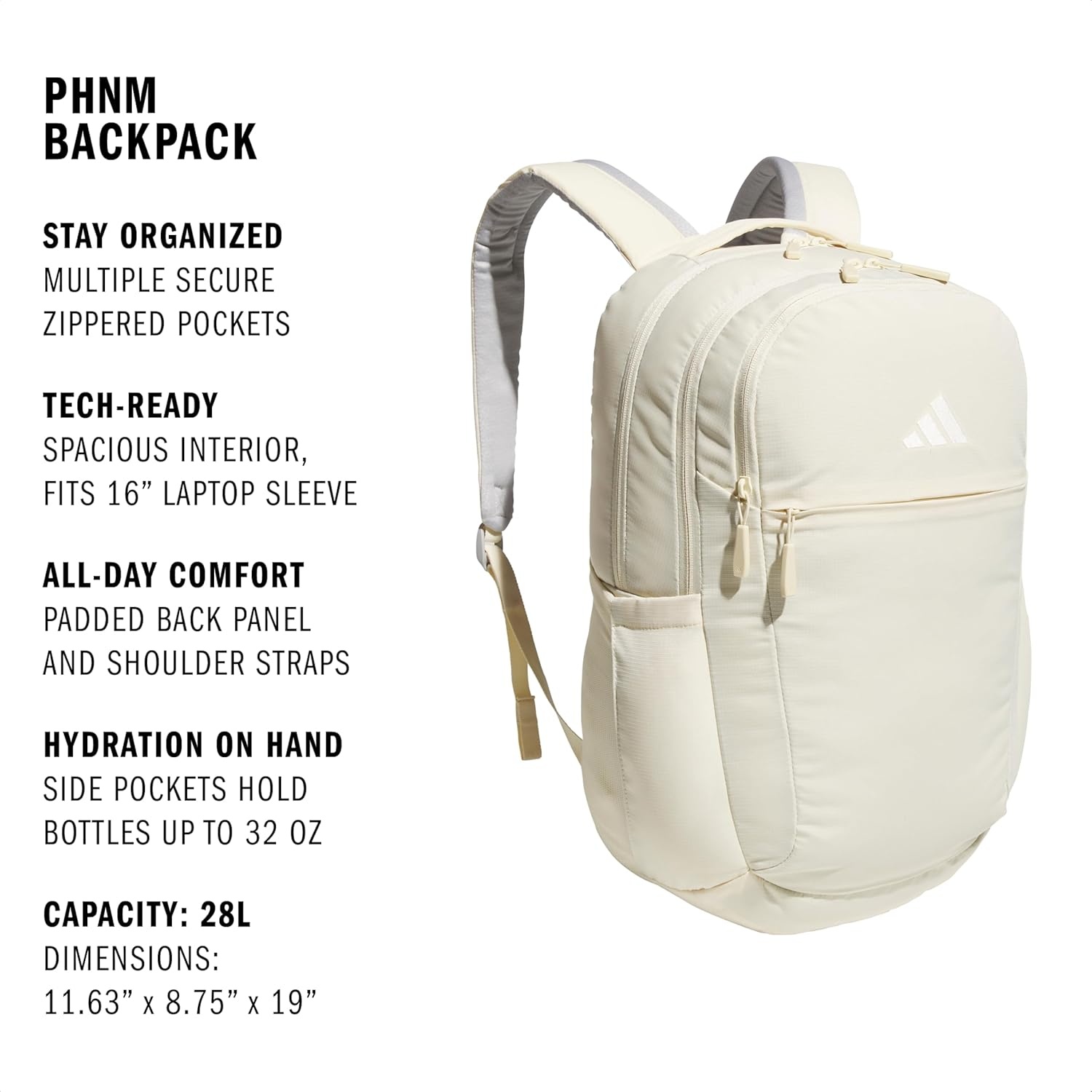 image:imageadidas PHNM Backpack for Laptop School and Travel 28LWarm Vanilla YellowOff White